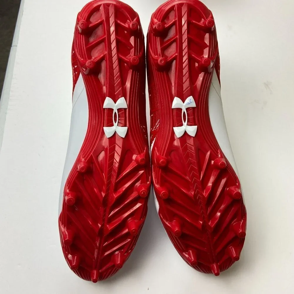 Under Amour‎ White and Red Banshee Mid MC Lacrosse Shoes Size 15